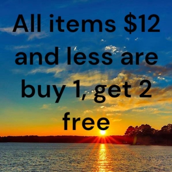 🎉 All items $12 items and less are buy 1 get 2 free